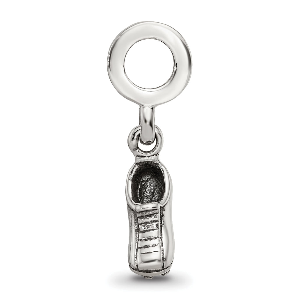 Sterling Silver 925 Sports Shoe Dangle Bead with Antiqued Finish