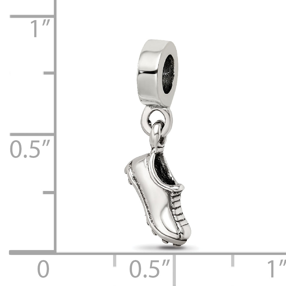 Sterling Silver 925 Sports Shoe Dangle Bead with Antiqued Finish