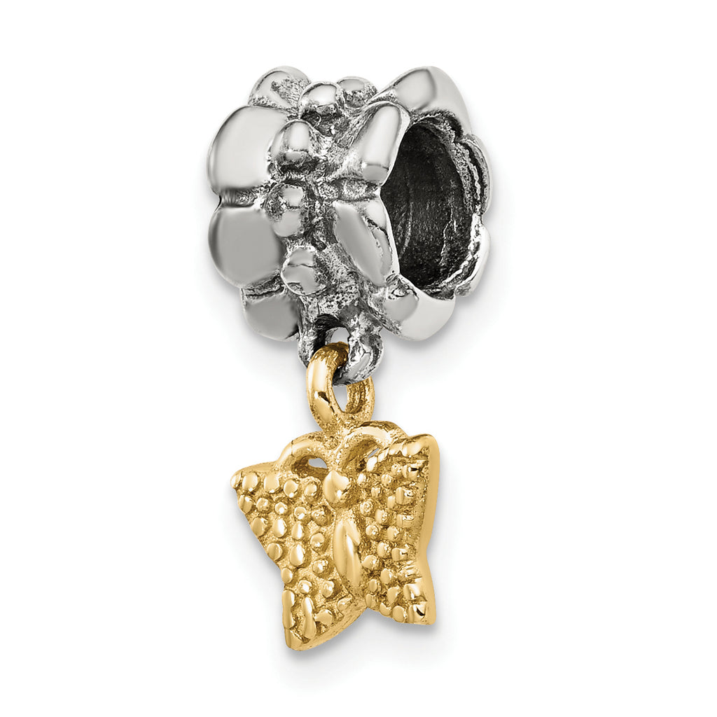Sterling Silver & 14k Reflections Butterfly Dangle Bead