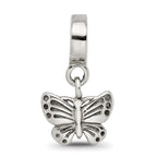 Sterling Silver 925 Butterfly Dangle Bead with Antiqued Finish Elegant, Solid Design