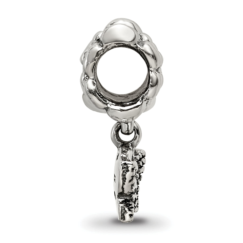 Sterling Silver 925 Butterfly Dangle Bead with Antiqued Finish, Casted, Solid Design