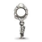 Sterling Silver 925 Butterfly Dangle Bead with Antiqued Finish, Casted, Solid Design