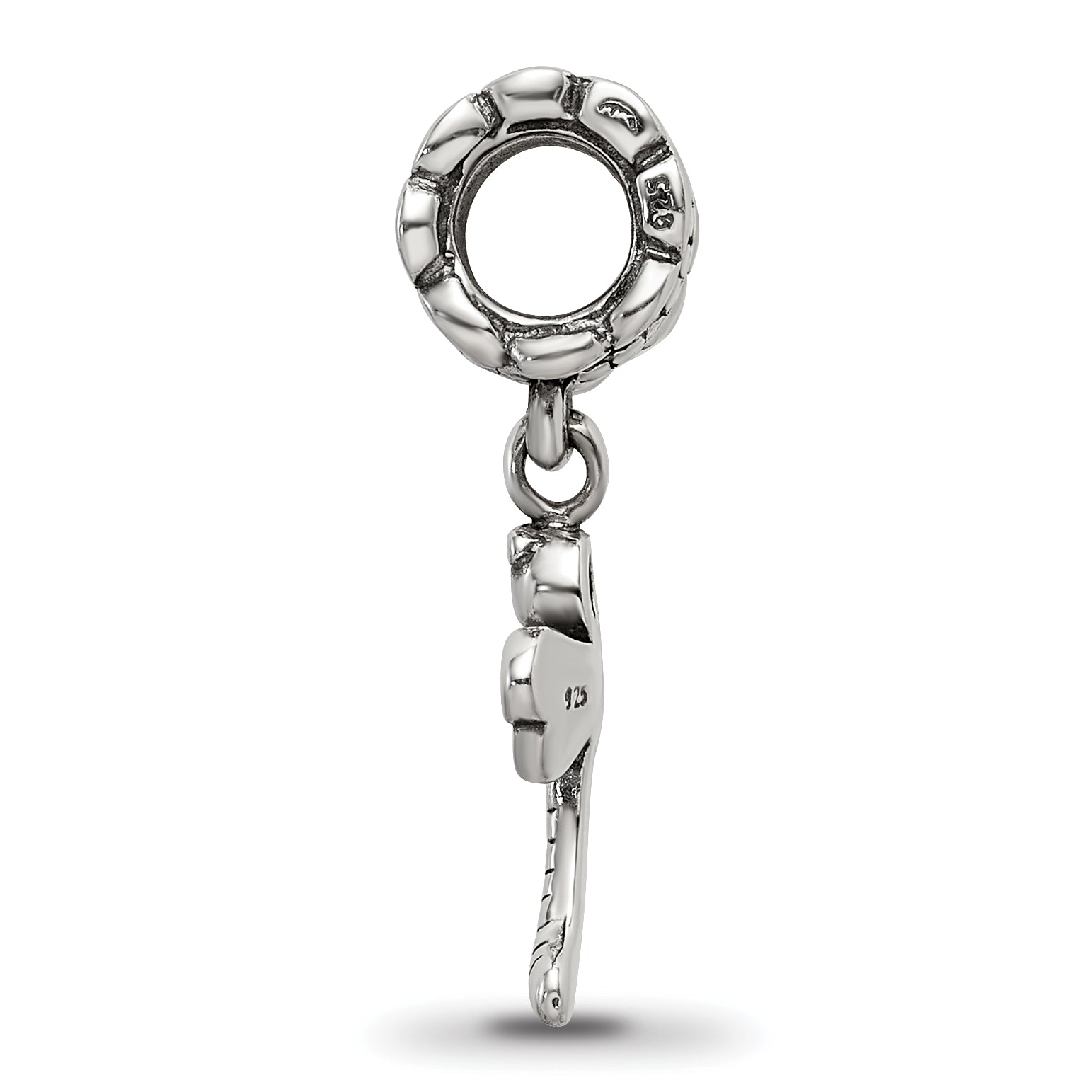 Sterling Silver 925 Dragonfly Dangle Bead with Antiqued Finish
