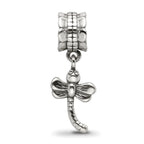 Sterling Silver 925 Dragonfly Dangle Bead with Antiqued Finish