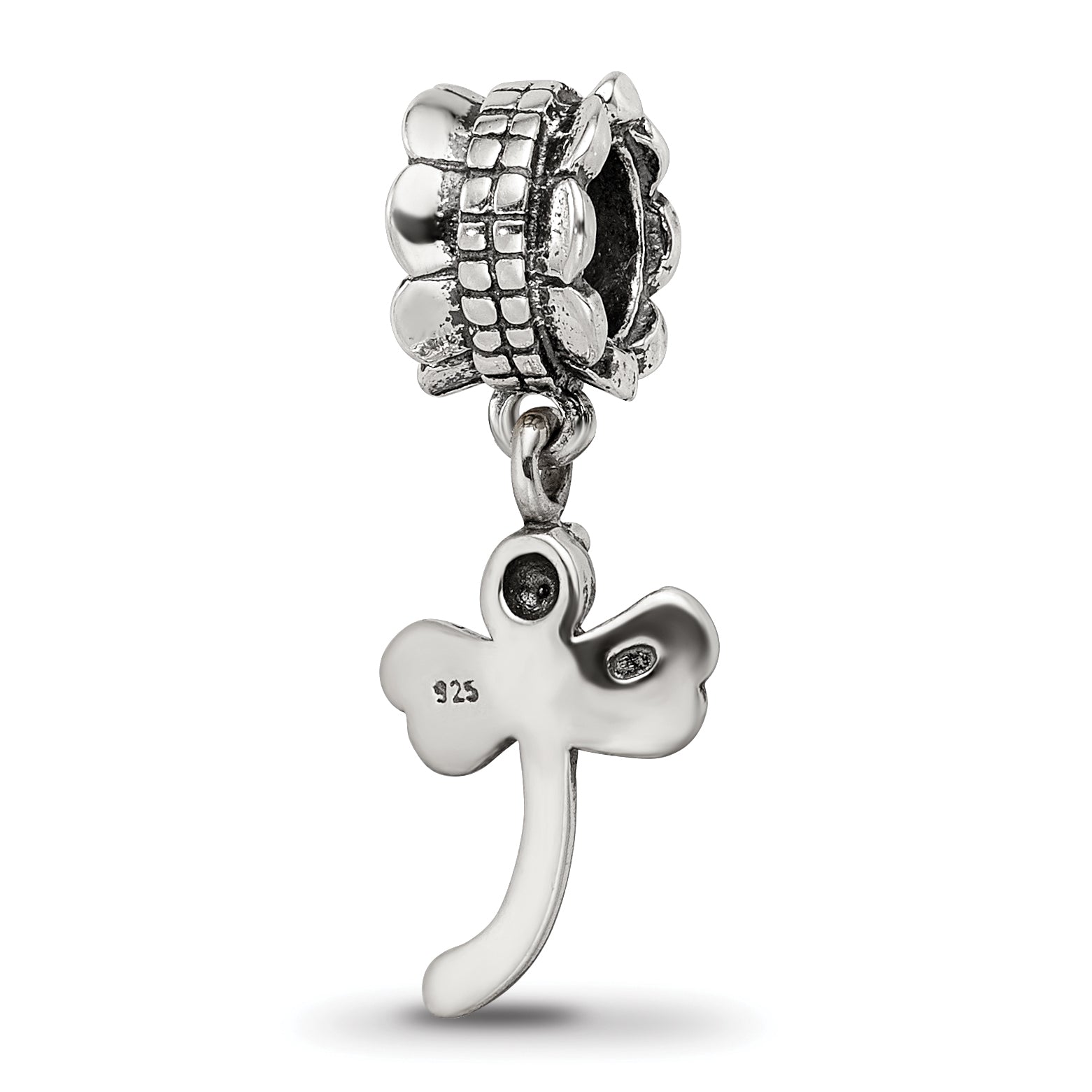 Sterling Silver 925 Dragonfly Dangle Bead with Antiqued Finish