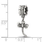 Sterling Silver 925 Dragonfly Dangle Bead with Antiqued Finish