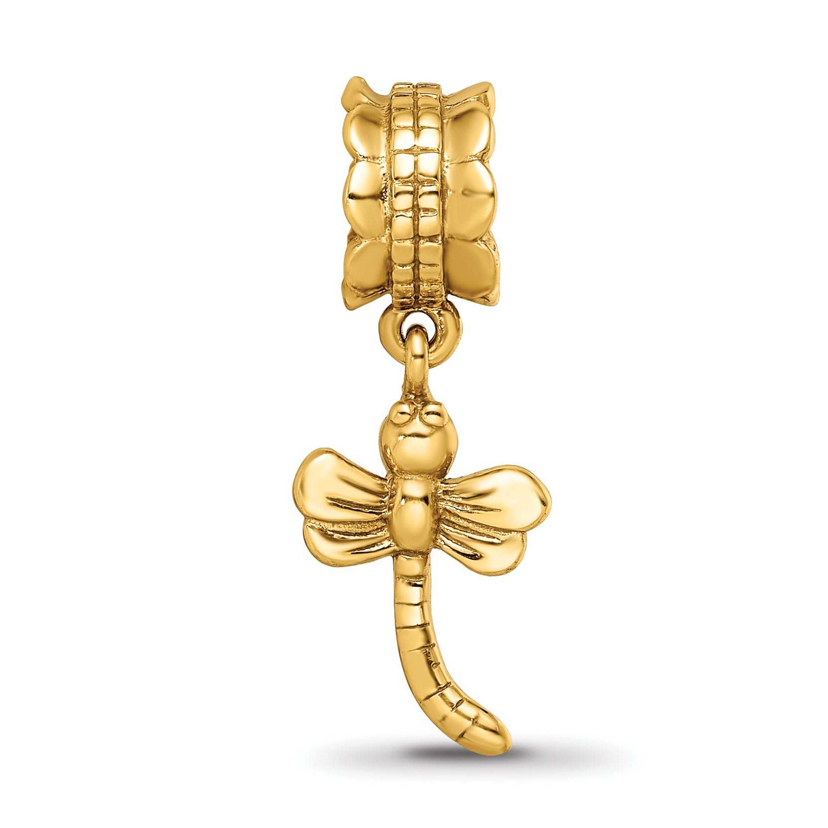 Sterling Silver Gold-Plated Dragonfly Dangle Bead with Polished Finish