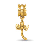 Sterling Silver Gold-Plated Dragonfly Dangle Bead with Polished Finish