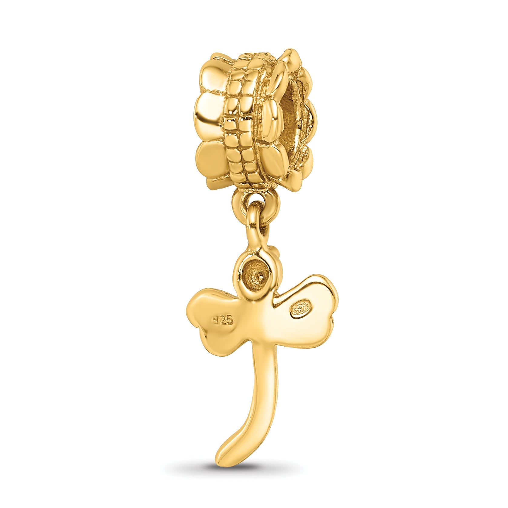 Sterling Silver Gold-Plated Dragonfly Dangle Bead with Polished Finish