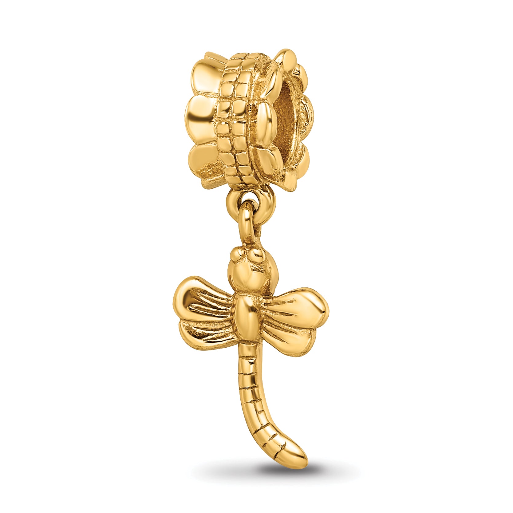 Sterling Silver Gold-plated Reflections Dragonfly Dangle Bead Main image