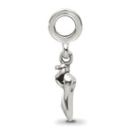 Sterling Silver 925 Ballet Slipper Dangle Bead with Antiqued Finish