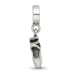 Sterling Silver 925 Ballet Slipper Dangle Bead with Antiqued Finish