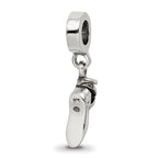 Sterling Silver 925 Ballet Slipper Dangle Bead with Antiqued Finish