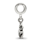 Sterling Silver 925 Frog Dangle Bead with Antiqued Finish Solid Cast Design