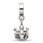 Sterling Silver 925 Frog Dangle Bead with Antiqued Finish Solid Cast Design