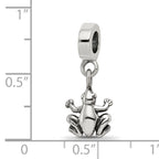 Sterling Silver 925 Frog Dangle Bead with Antiqued Finish Solid Cast Design