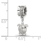 Sterling Silver 925 Turtle Dangle Bead with Antiqued Finish