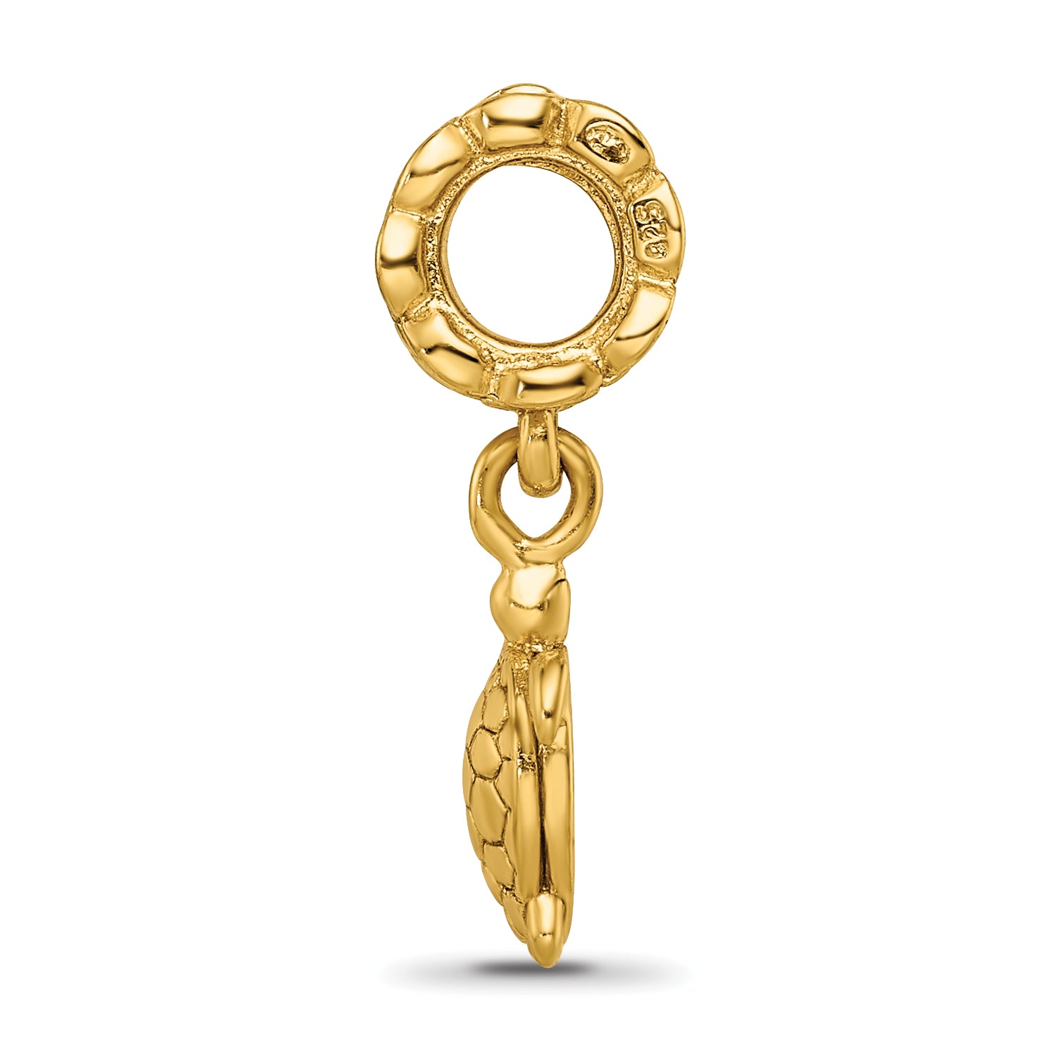 Sterling Silver Gold-Plated Turtle Dangle Bead with Polished Finish Secondary image