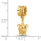 Sterling Silver Gold-Plated Turtle Dangle Bead with Polished Finish