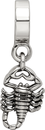 Sterling Silver 925 Scorpion Dangle Bead with Antiqued Finish