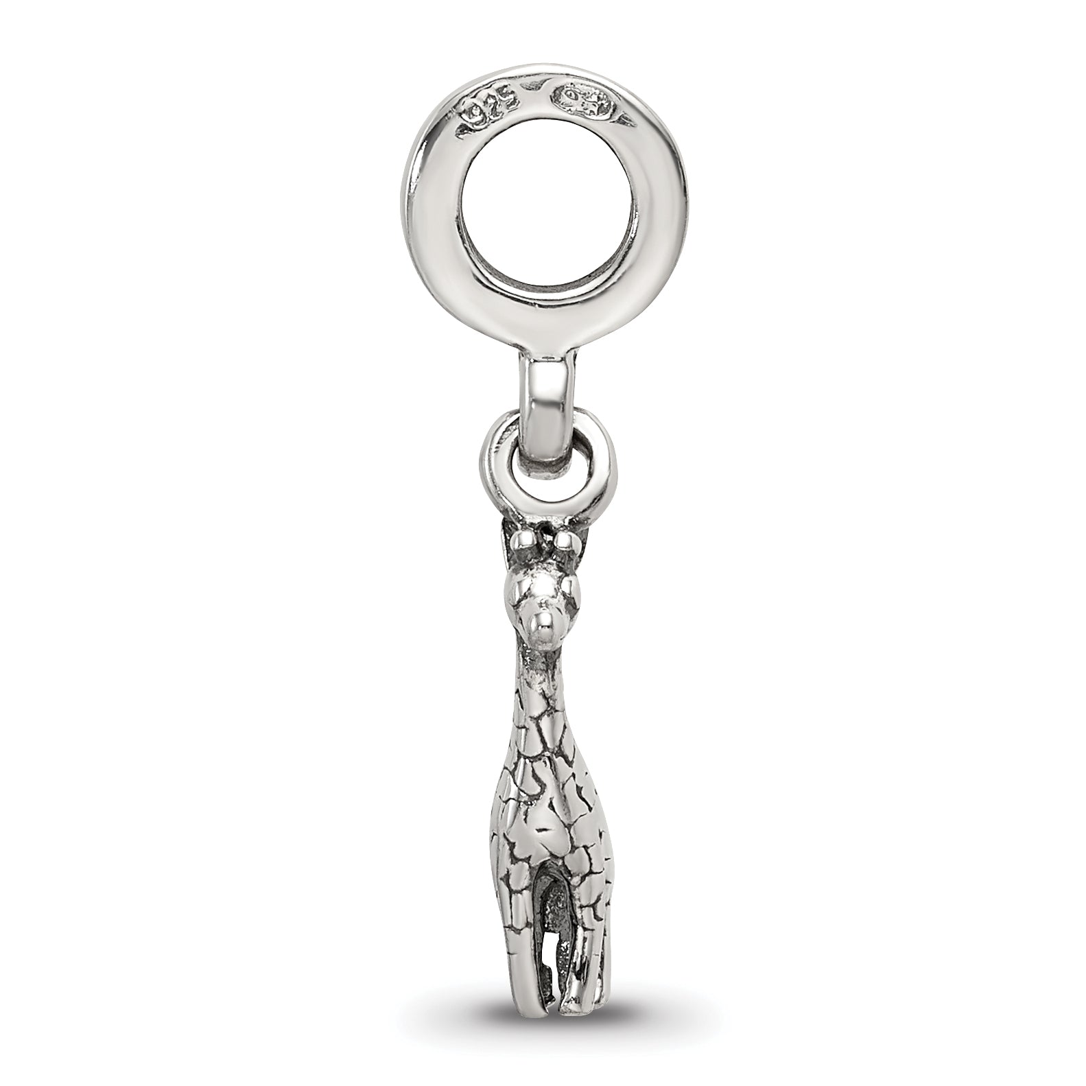 Sterling Silver 925 Giraffe Dangle Bead with Antiqued Finish Secondary image