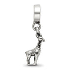 Sterling Silver 925 Giraffe Dangle Bead with Antiqued Finish