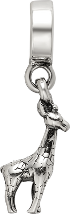Sterling Silver 925 Giraffe Dangle Bead with Antiqued Finish