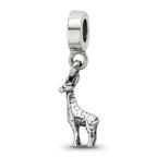 Sterling Silver 925 Giraffe Dangle Bead with Antiqued Finish