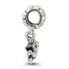 Sterling Silver 925 Angel Dangle Bead with Antiqued Finish Solid Cast Design