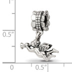 Sterling Silver 925 Angel Dangle Bead with Antiqued Finish Solid Cast Design