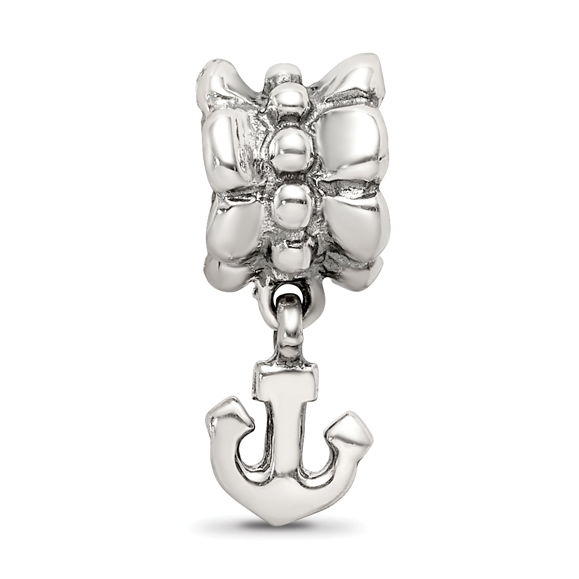Sterling Silver 925 Anchor Dangle Bead with Antiqued Finish Solid Charm