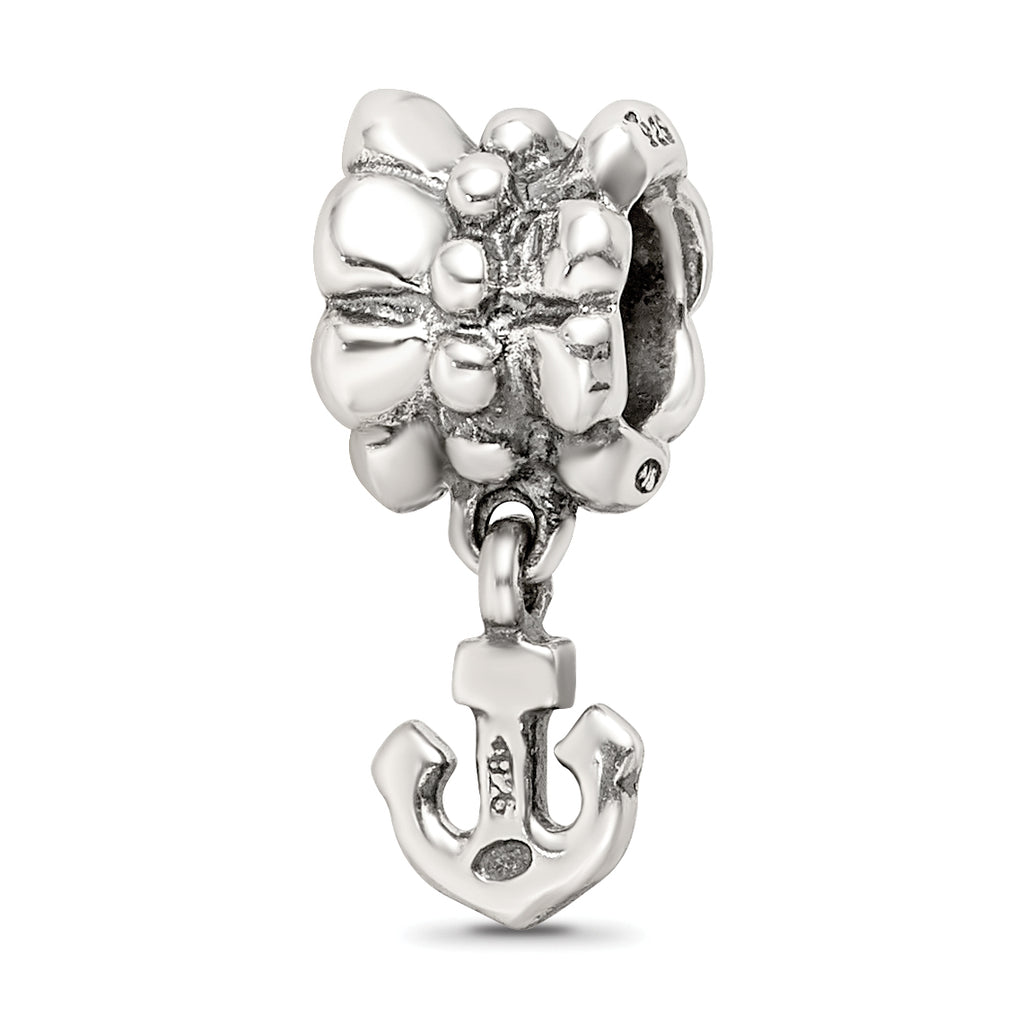 Sterling Silver 925 Anchor Dangle Bead with Antiqued Finish Solid Charm