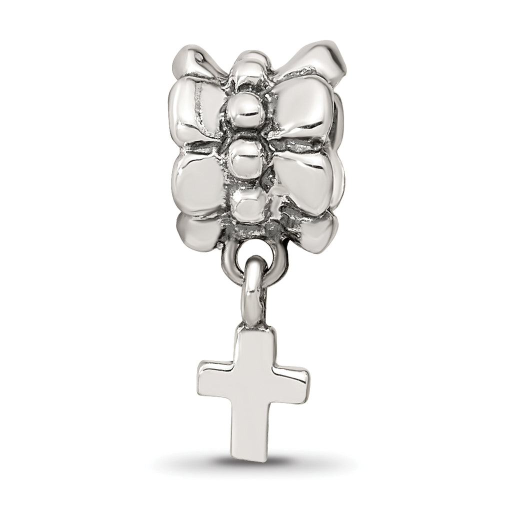 Sterling Silver 925 Antiqued Cross Dangle Bead  Elegant and Solid Design