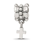 Sterling Silver 925 Antiqued Cross Dangle Bead  Elegant and Solid Design