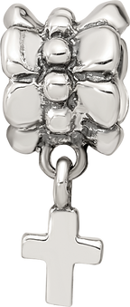 Sterling Silver 925 Antiqued Cross Dangle Bead  Elegant and Solid Design