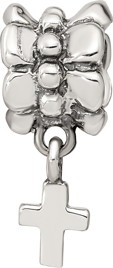 Sterling Silver 925 Antiqued Cross Dangle Bead  Elegant and Solid Design