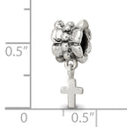 Sterling Silver 925 Antiqued Cross Dangle Bead  Elegant and Solid Design
