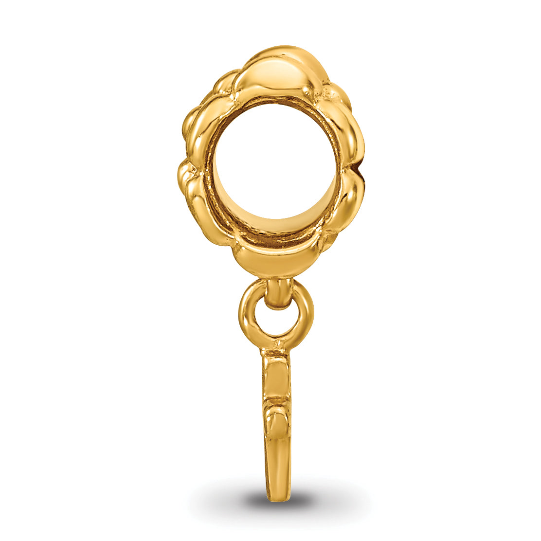 Sterling Silver Gold-Plated Cross Dangle Bead with Polished Finish
