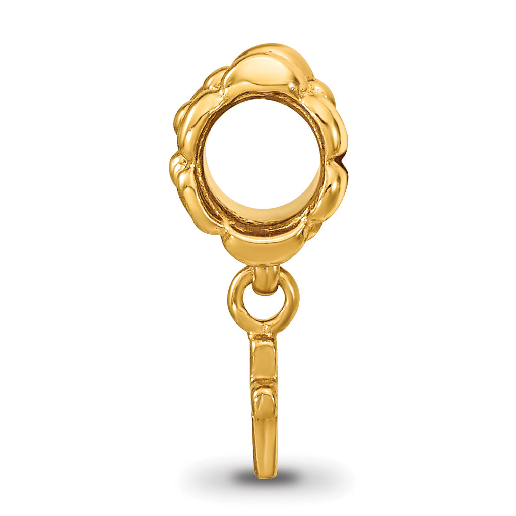 Sterling Silver Gold-Plated Cross Dangle Bead with Polished Finish