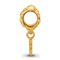 Sterling Silver Gold-Plated Cross Dangle Bead with Polished Finish
