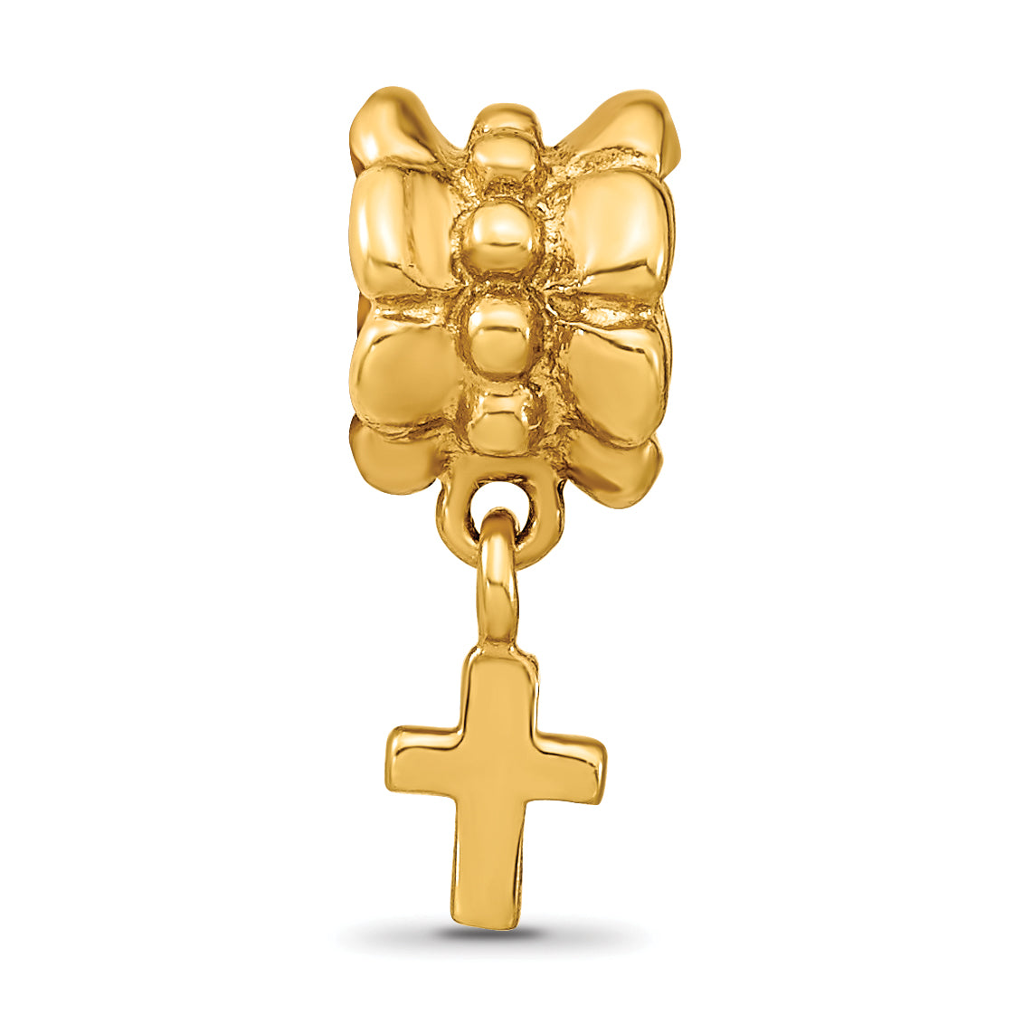 Sterling Silver Gold-plated Reflections Cross Dangle Bead