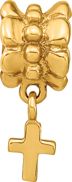 Sterling Silver Gold-Plated Cross Dangle Bead with Polished Finish