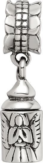 Sterling Silver 925 Angel Ash Dangle Bead with Antiqued Finish