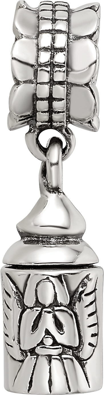 Sterling Silver 925 Angel Ash Dangle Bead with Antiqued Finish