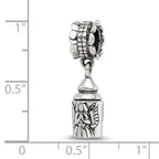 Sterling Silver 925 Angel Ash Dangle Bead with Antiqued Finish