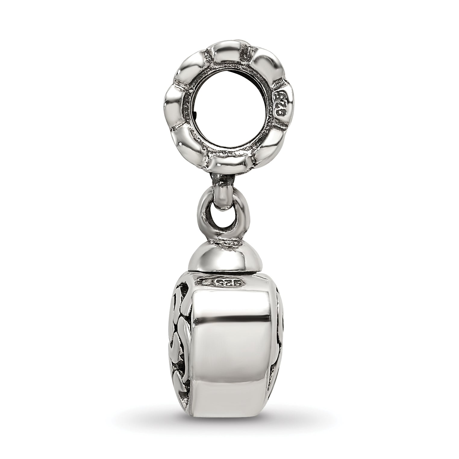 Sterling Silver 925 Heart Ash Dangle Bead with Antiqued Finish Elegant Memorial Charm Secondary image