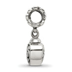 Sterling Silver 925 Heart Ash Dangle Bead with Antiqued Finish Elegant Memorial Charm