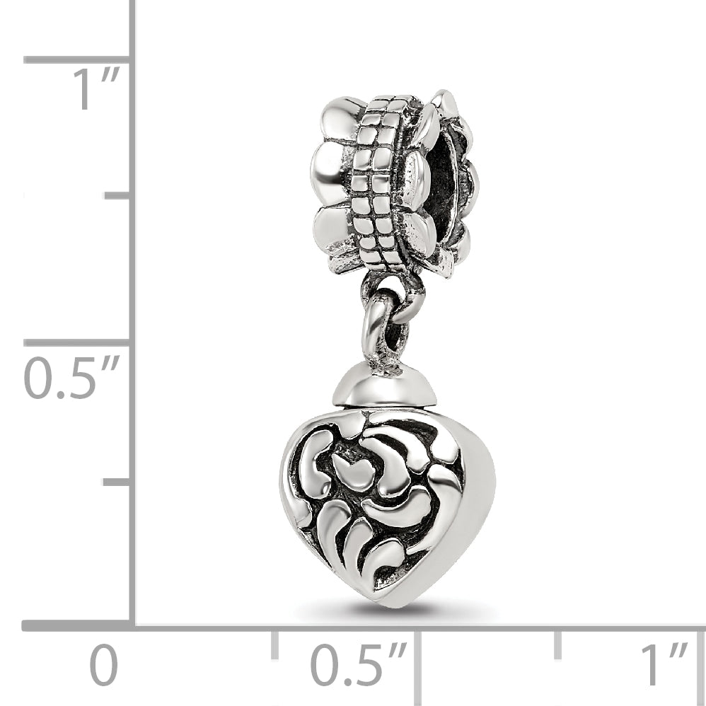 Sterling Silver Reflections Heart Ash Dangle Bead