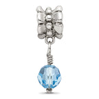 Sterling Silver 925 Antiqued Blue Crystal Dangle Bead Sophisticated Charm