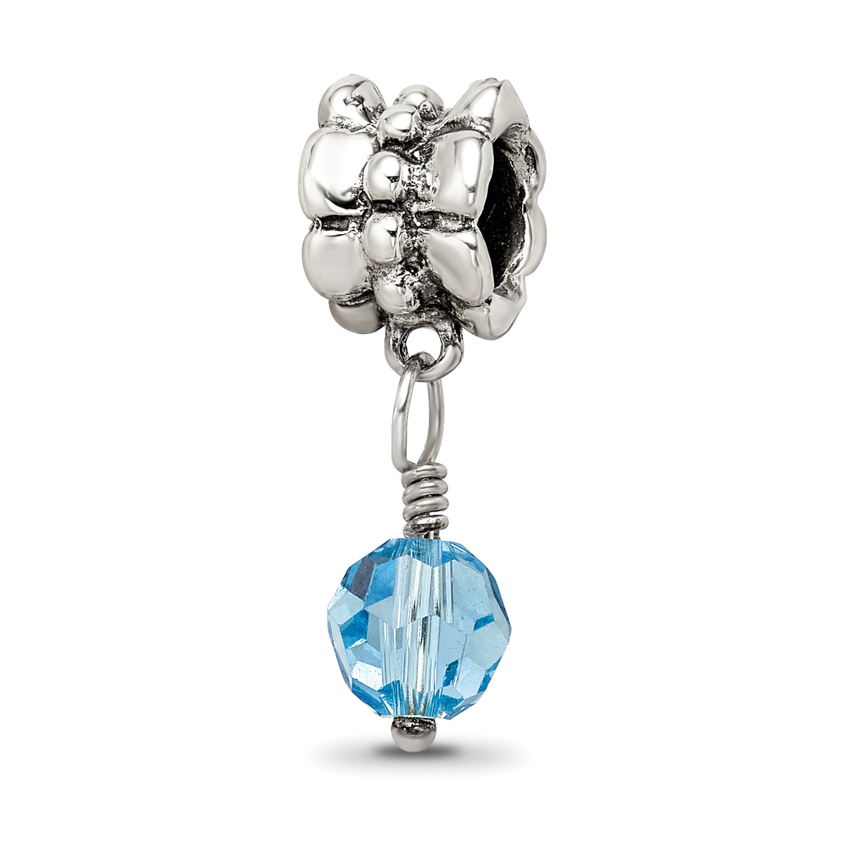 Sterling Silver Reflections Blue Preciosa Crystal Dangle Bead